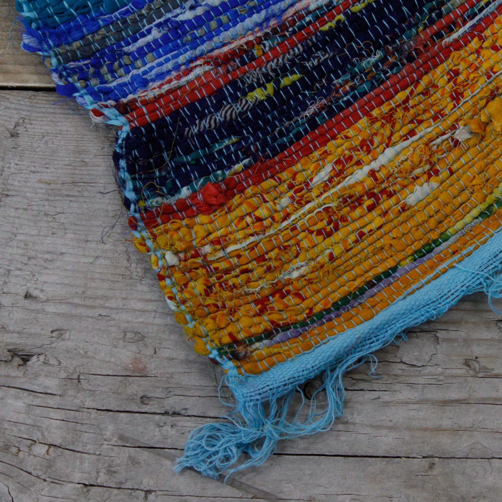 153 x 90cm Blue Luxury Rag Rug for Stylish Home Decor