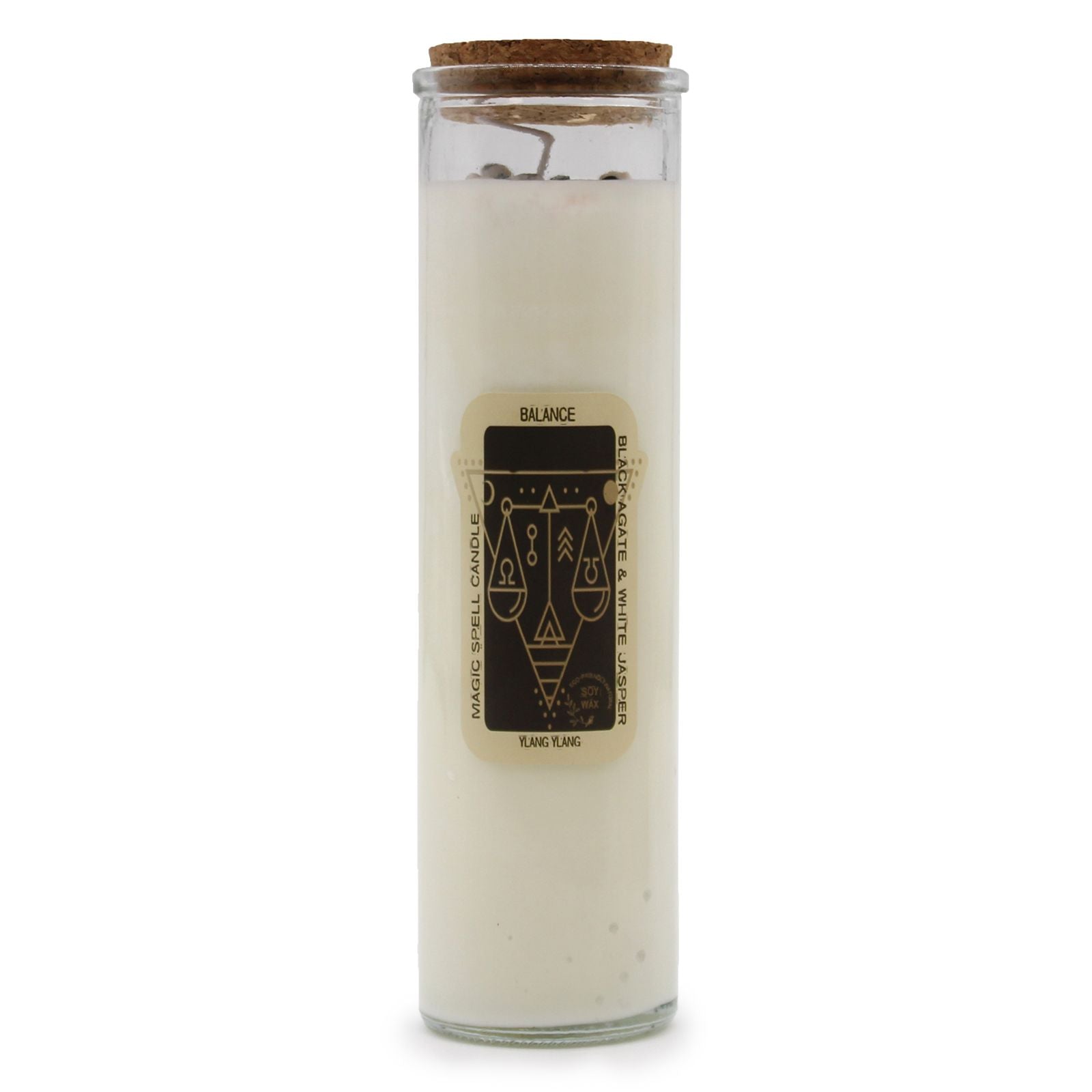 Magic Spell Candle Balance with Black Agate and White Jasper