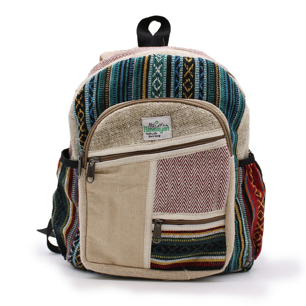 Small Backpack Zig Zag Zips Style with Pure Hemp and Cotton