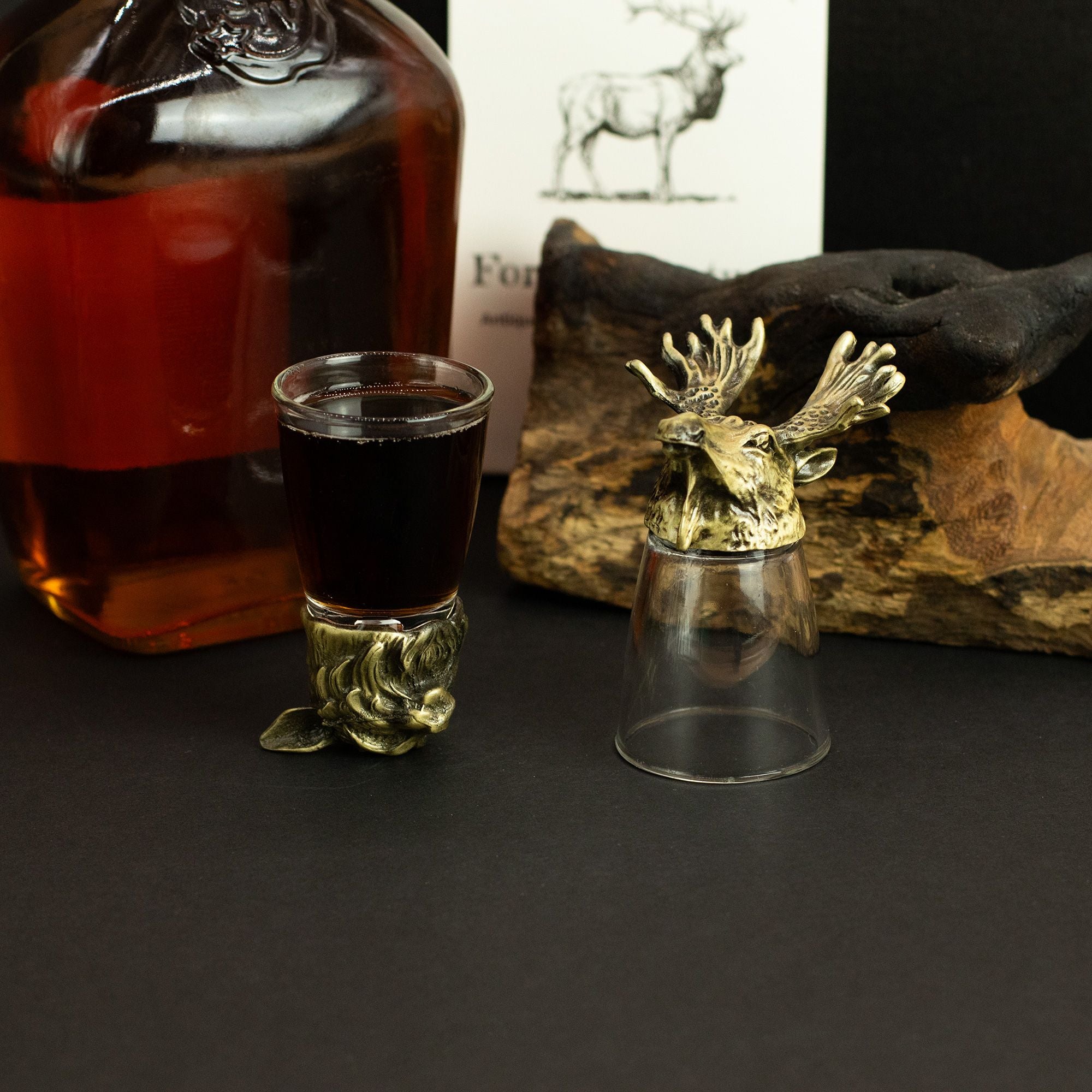 Gift Set of 12 Bottom Up Shot Glasses with Mystical Creatures