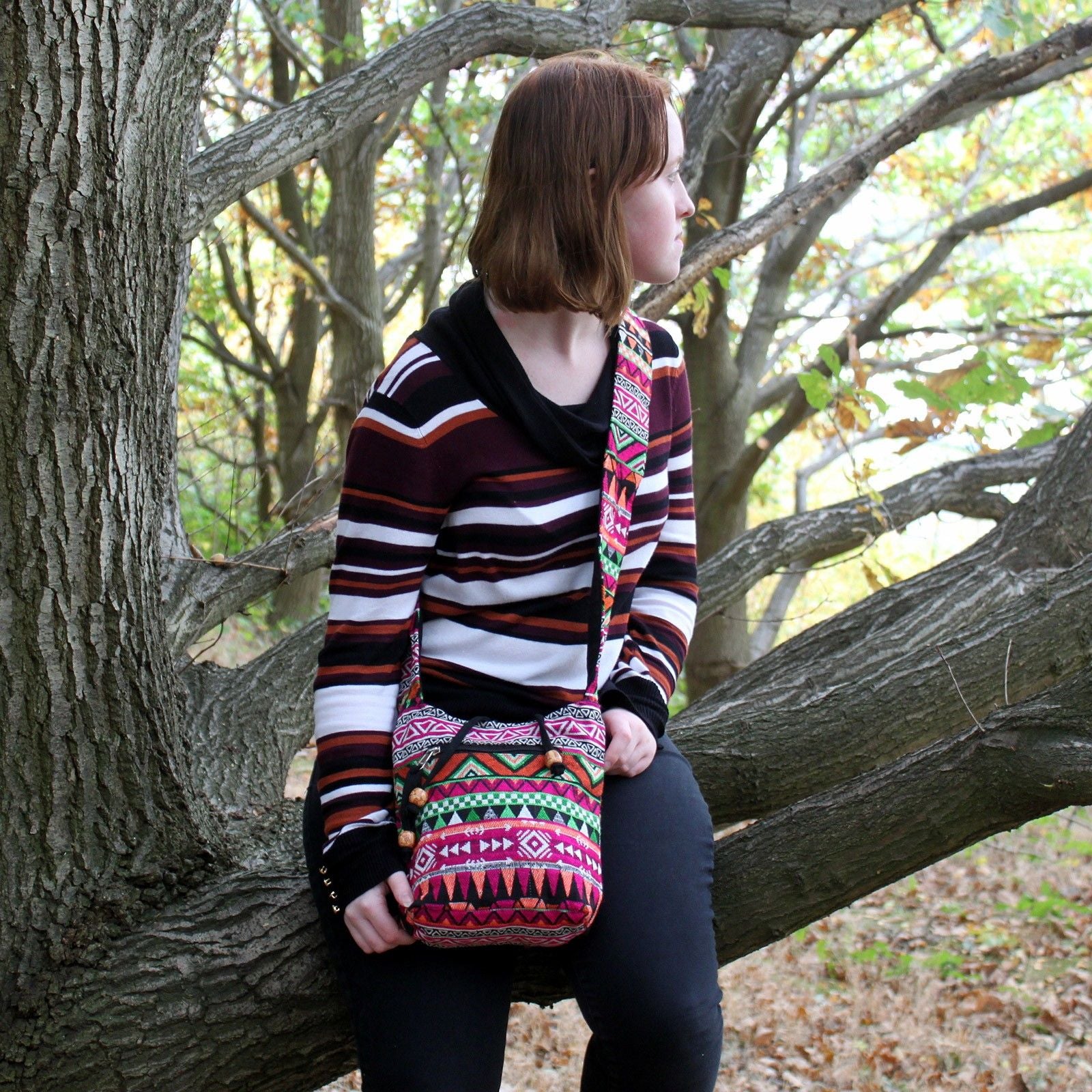 Stylish Pink Jacquard Sling Bag for Everyday Casual Adventures
