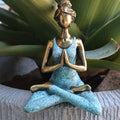 Yoga Lady Figure in Bronze and Turquoise 24cm for Home Decor