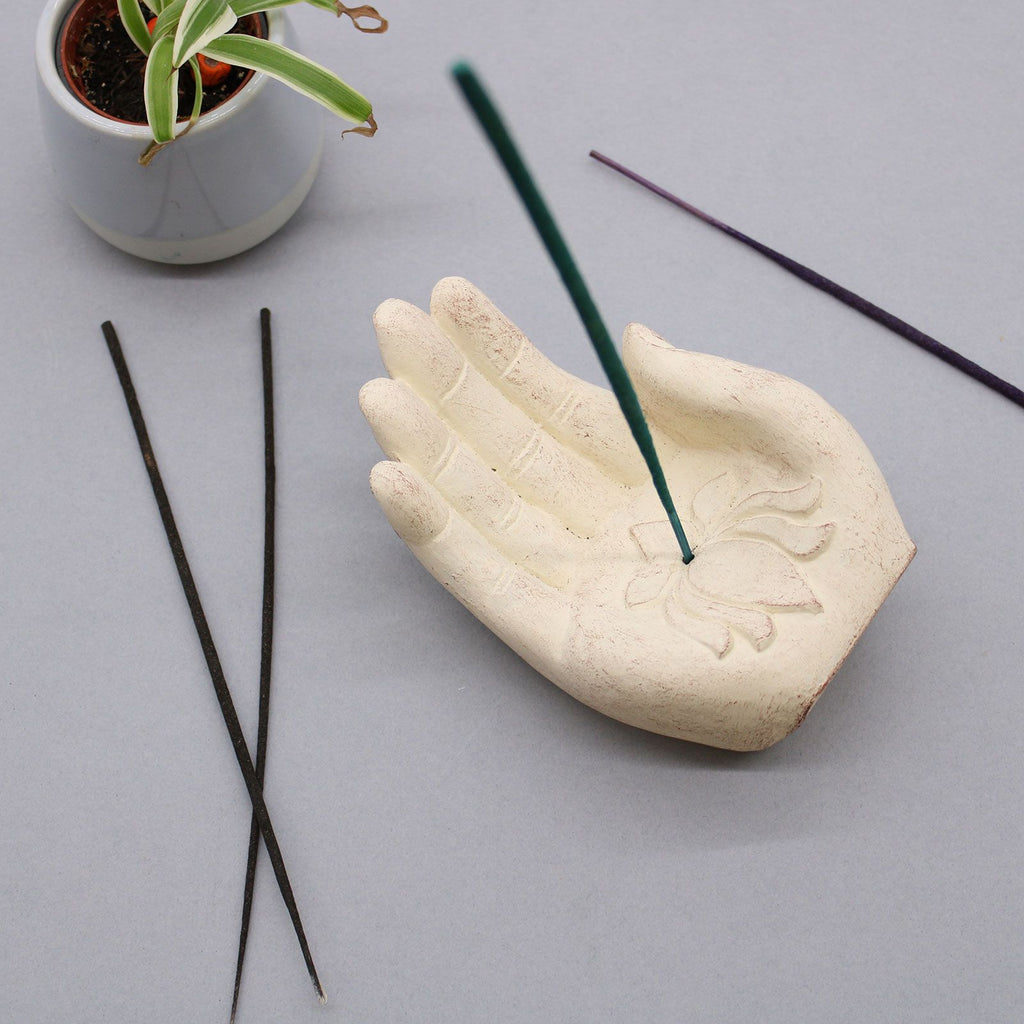 Hand Incense Burner Lotus White for Aromatic Home Fragrance