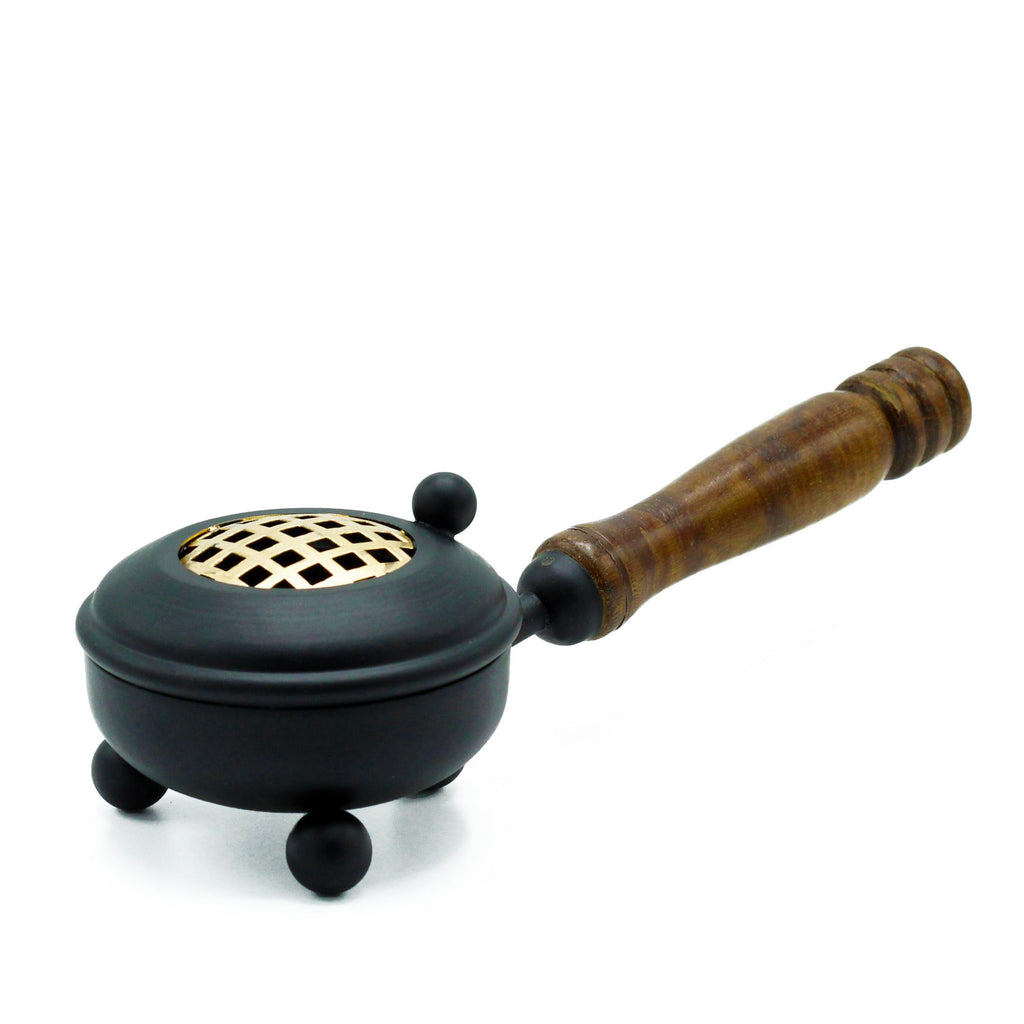 Med Iron Censer Incense Burner with Gold Detail for Home Use
