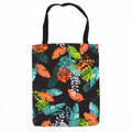 Classic Tote Zipper Bag with Dark Tropical Motif for Daily Use