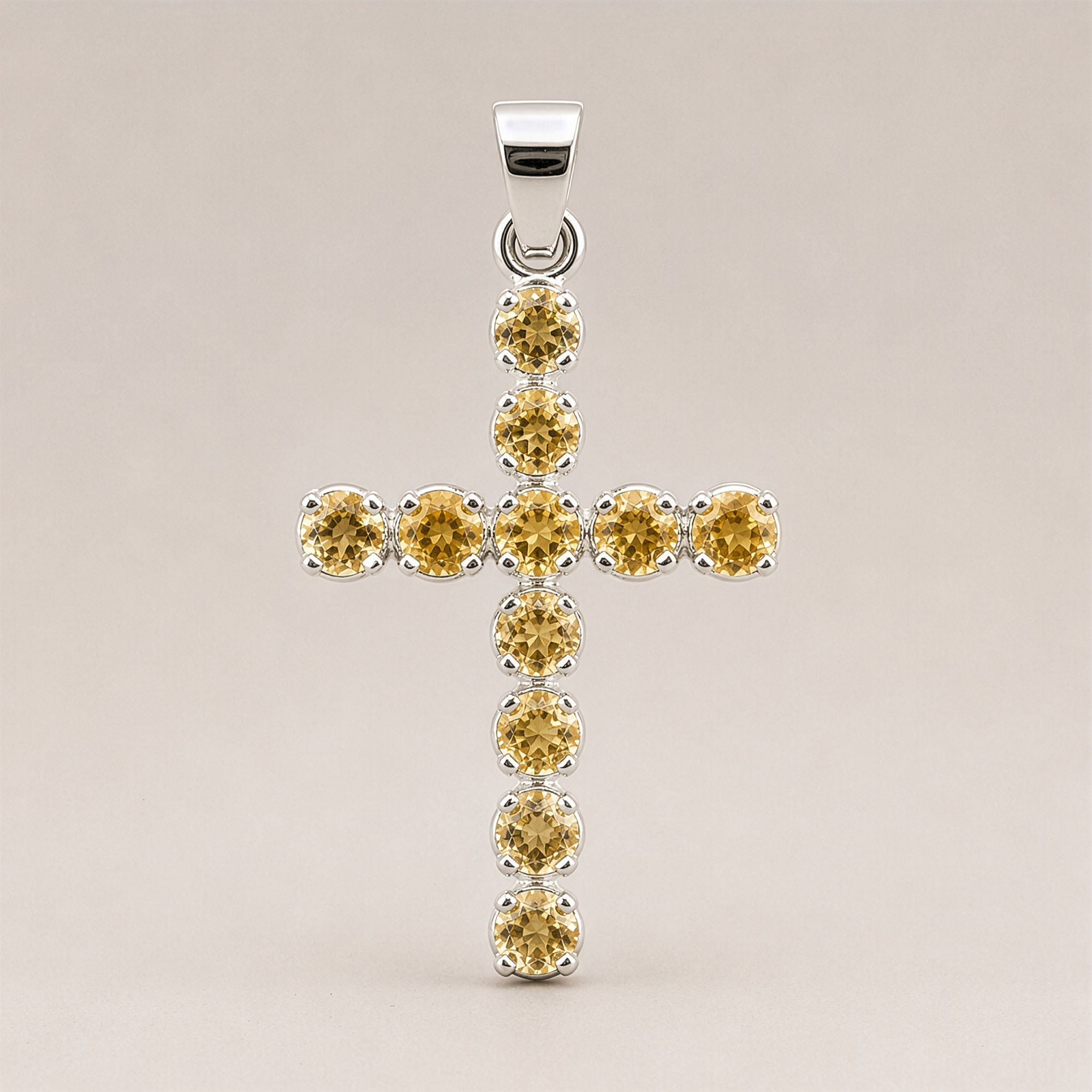 Indian Devotional Pendant with Silver Plated Citrine Crucifix