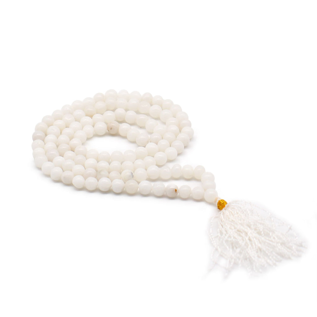 108 Bead Mala with White Quartz for Chanting and Reciting Mantras