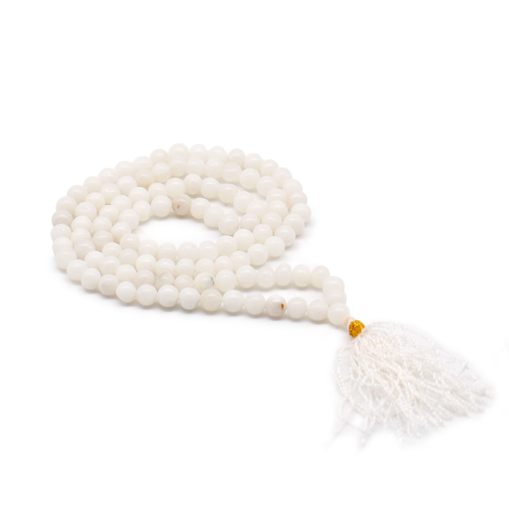 108 Bead Mala with White Quartz for Chanting and Reciting Mantras