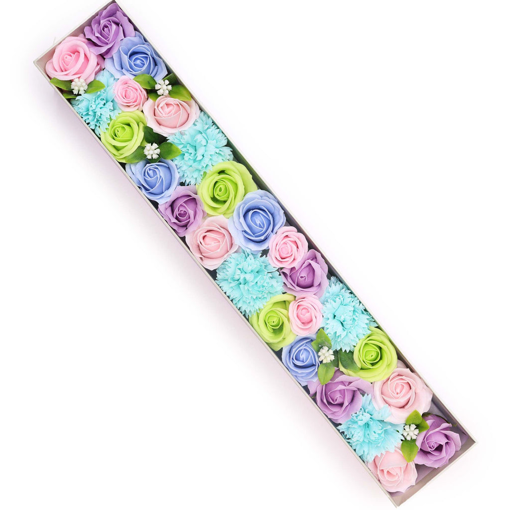Extra Long Box of Baby Blessings Soap Flowers in Beautiful Blues