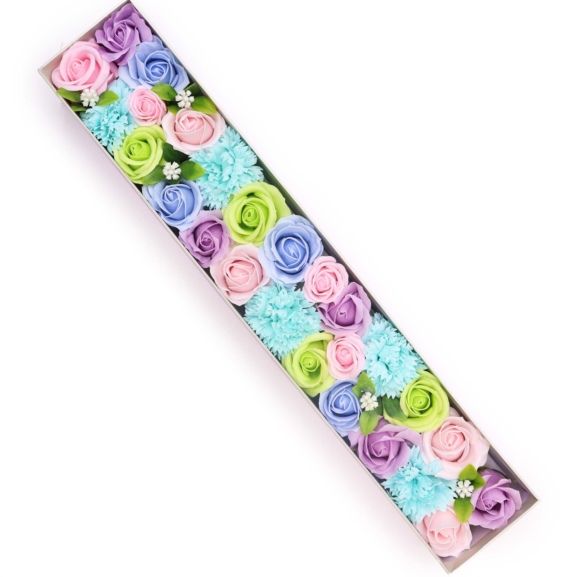 Extra Long Box of Baby Blessings Soap Flowers in Beautiful Blues