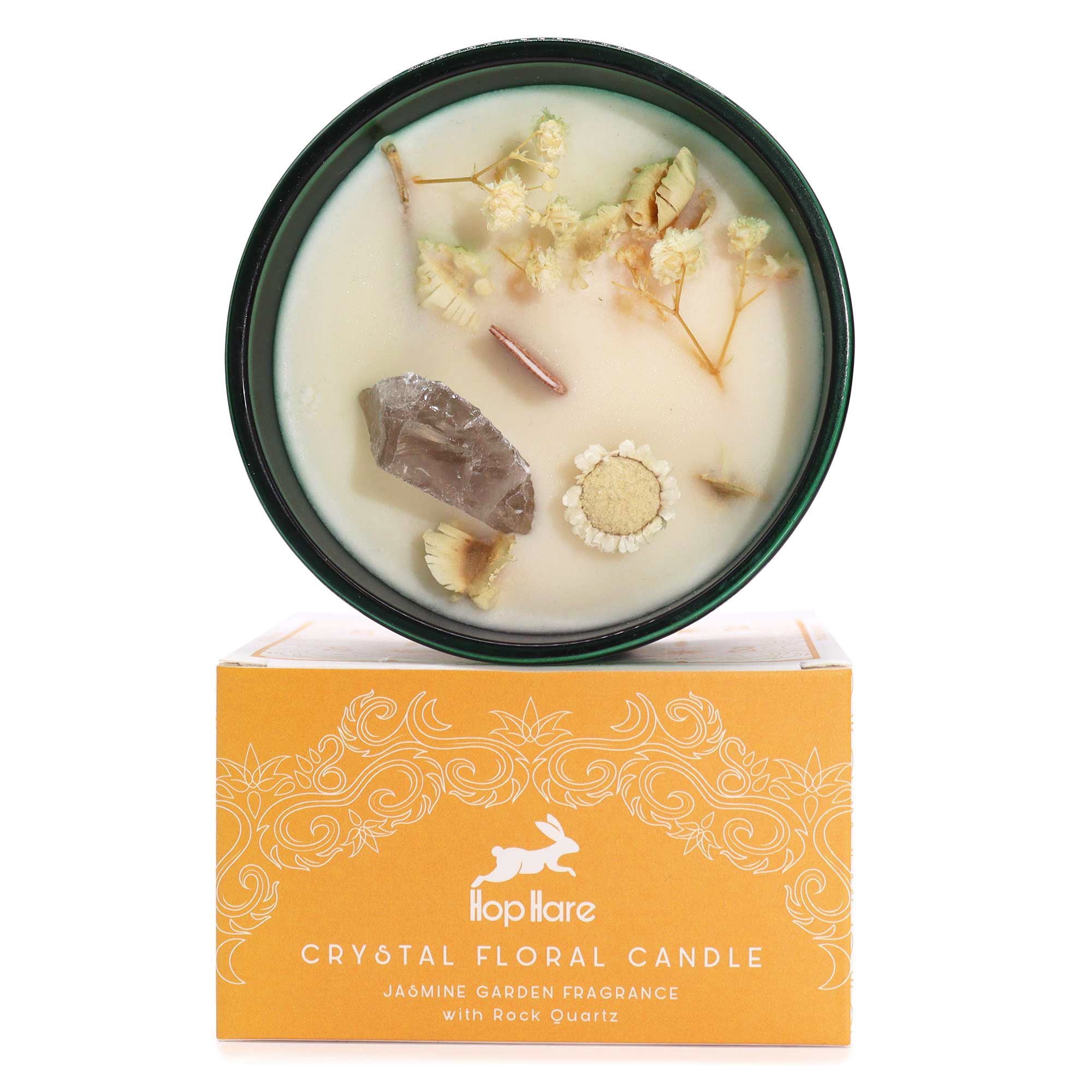 Lion Crystal Candle with Quartz and Tarot Card, Jasmine Scented