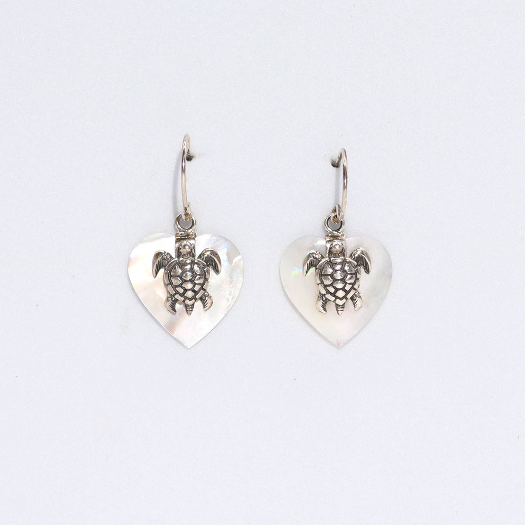 Shell & Silver Sea Turtle Earrings with Unique Ocean Design