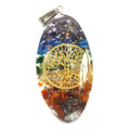 Orgonite Power Pendant 7 Stone Chakra Oval with Tree Design Art