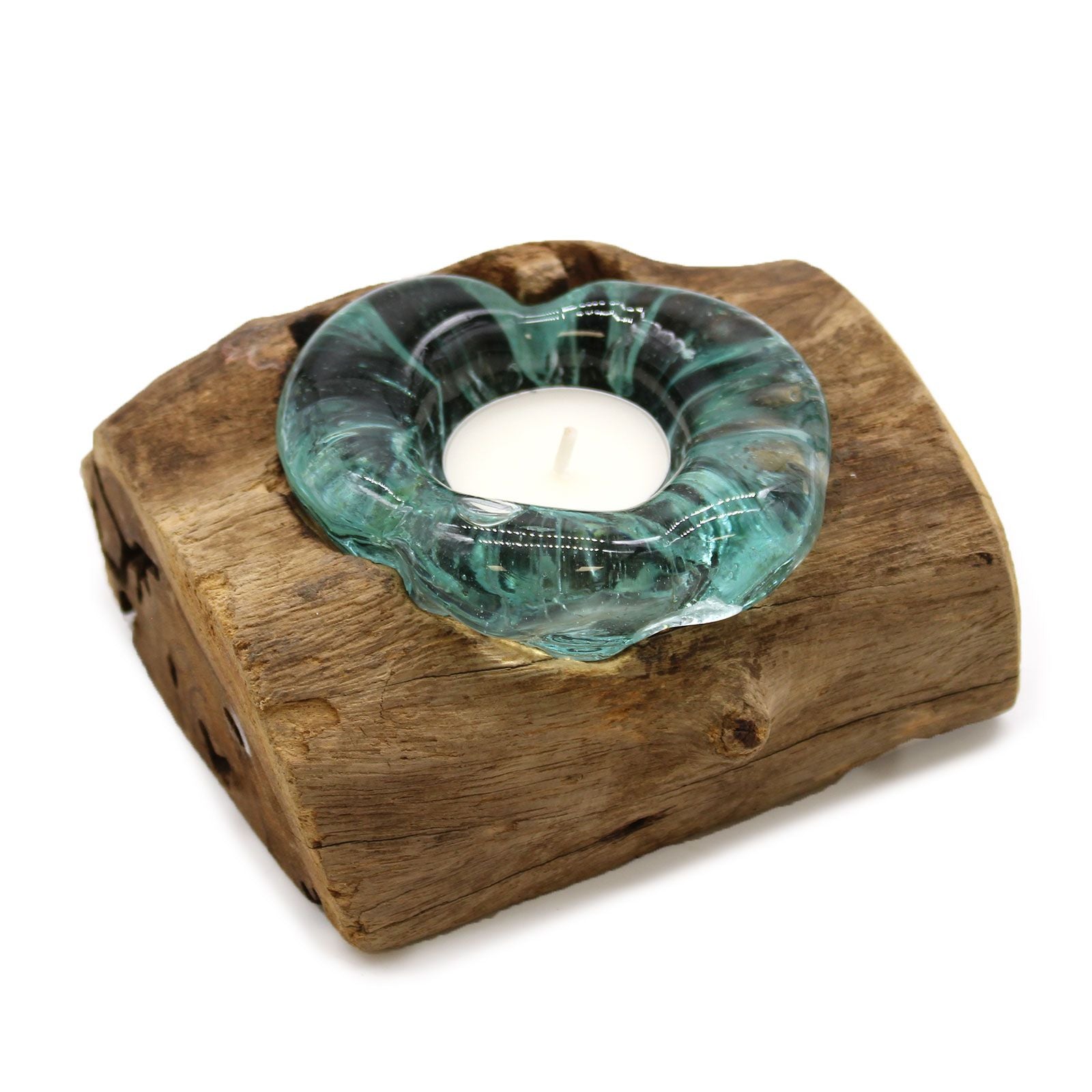 Molton Glass Candle Holder on Wood for Elegant Home Decor Style