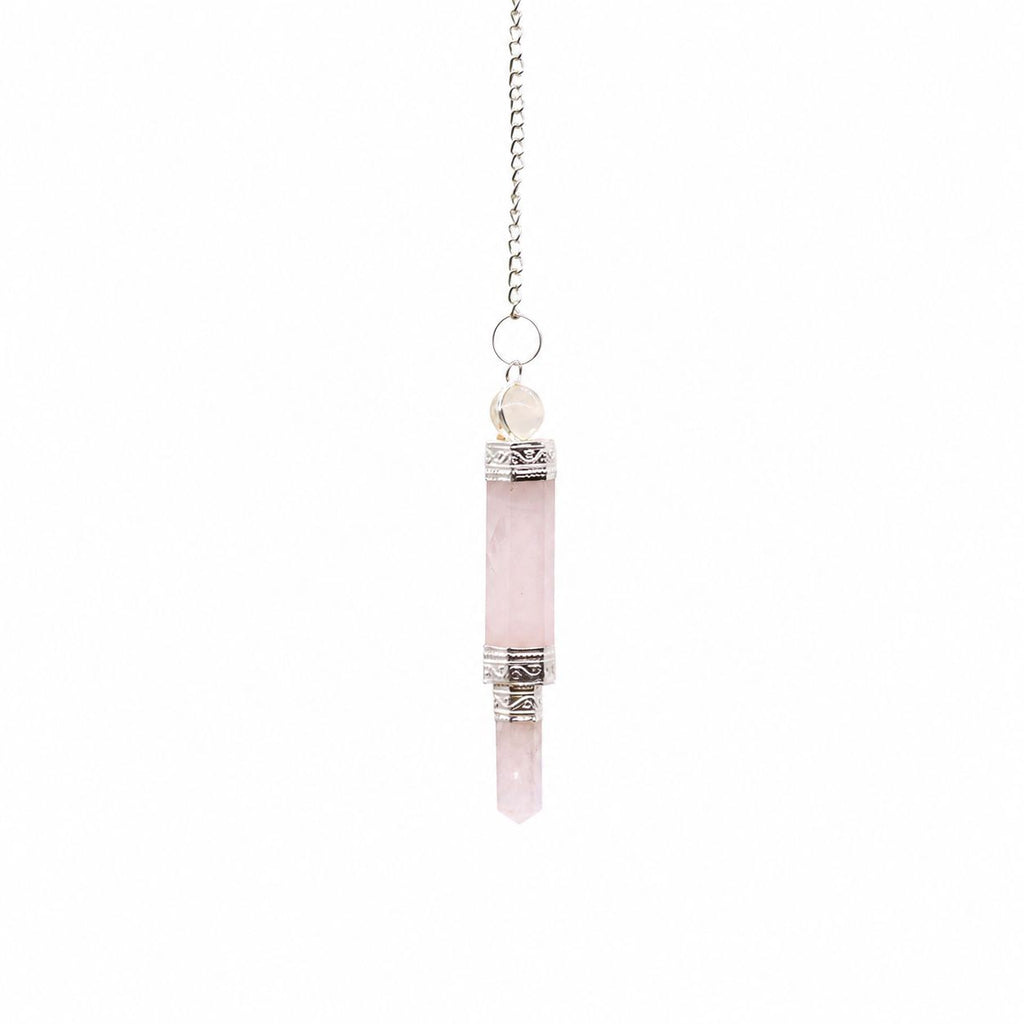 Rose Quartz Pendulum for Dowsing and Divination with Silver Chain