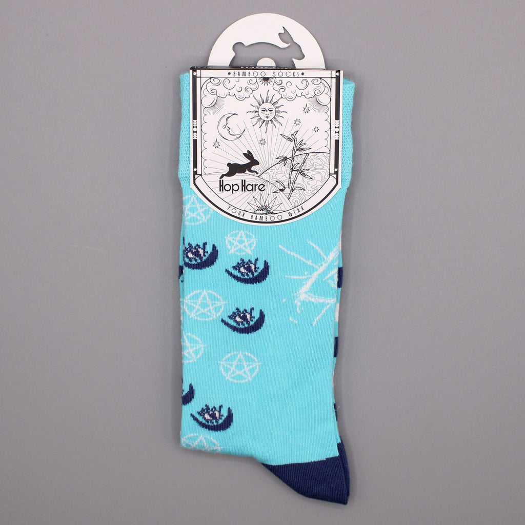 Hop Hare Bamboo Socks S/M with Pentagram and Evil Eye Design
