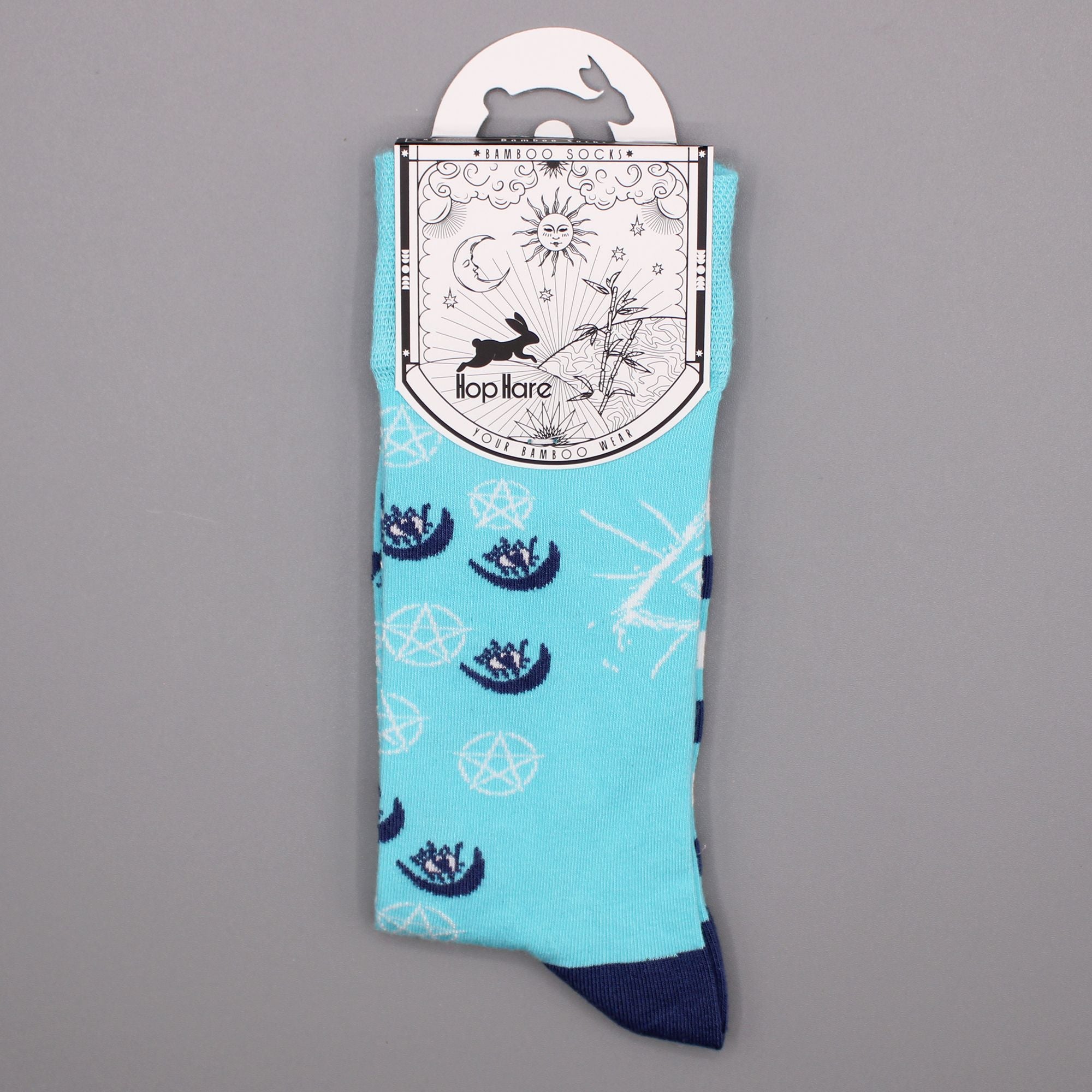 Hop Hare Bamboo Socks S/M with Pentagram and Evil Eye Design