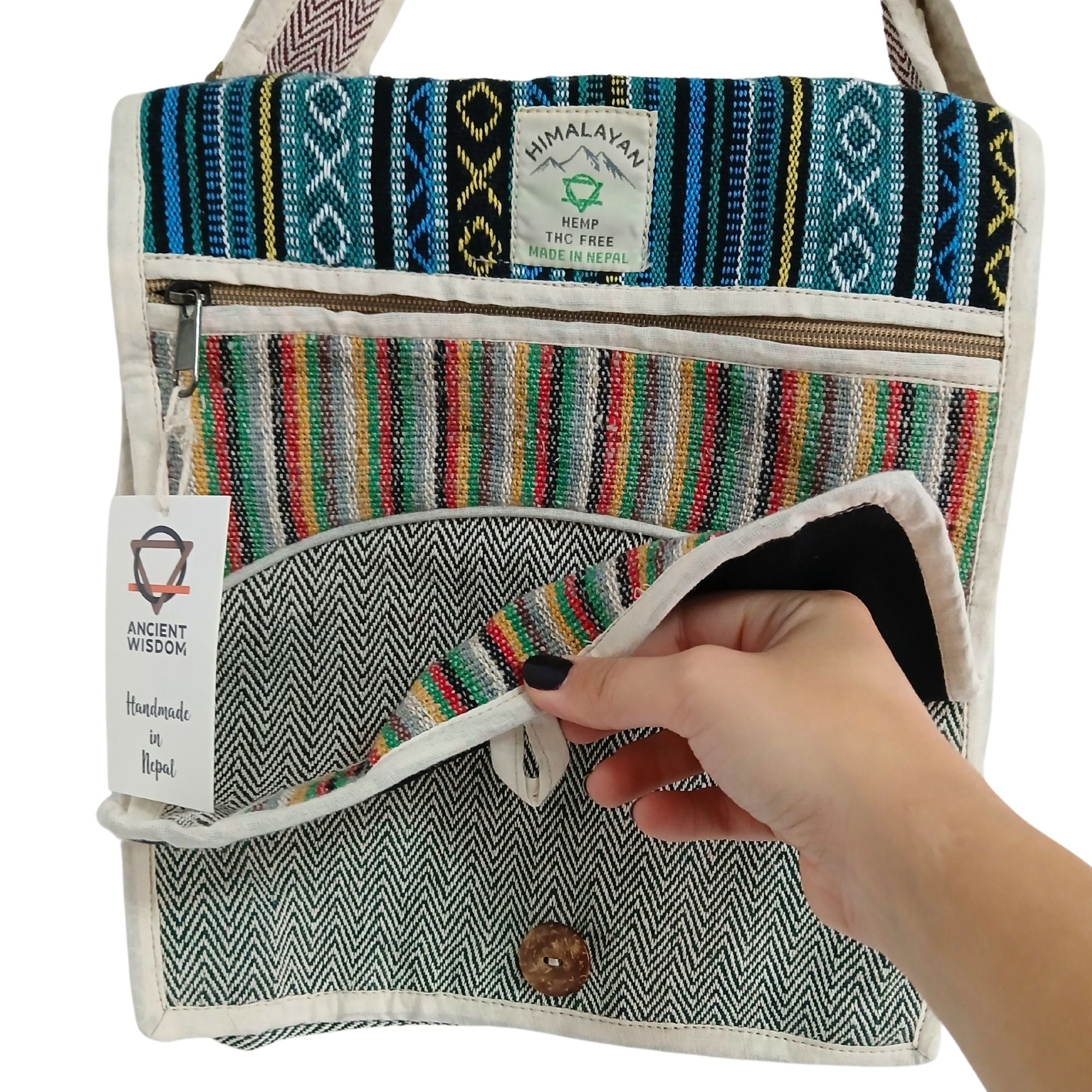 Hemp Laptop Messenger Bag with Curves Design for Everyday Use