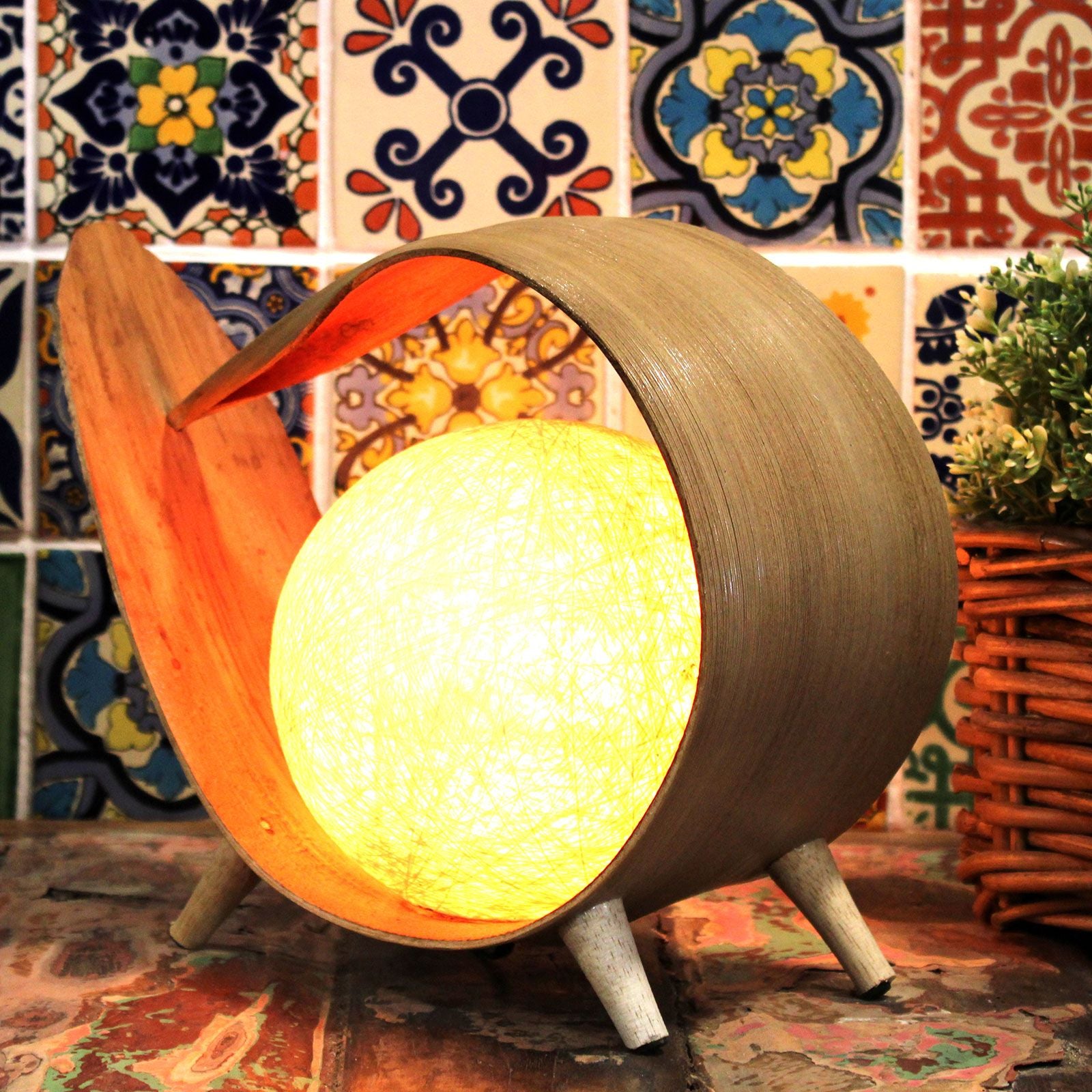 Natural Coconut Lamp with Unique Wrapover Design for Home Decor