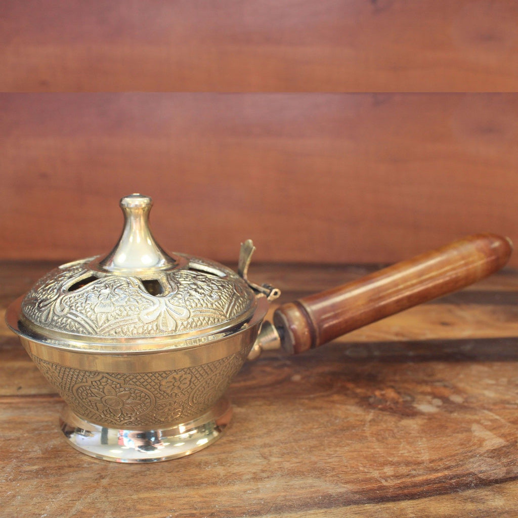 Ornate Brass Censer Incense Burner for Charcoal and Resins Use