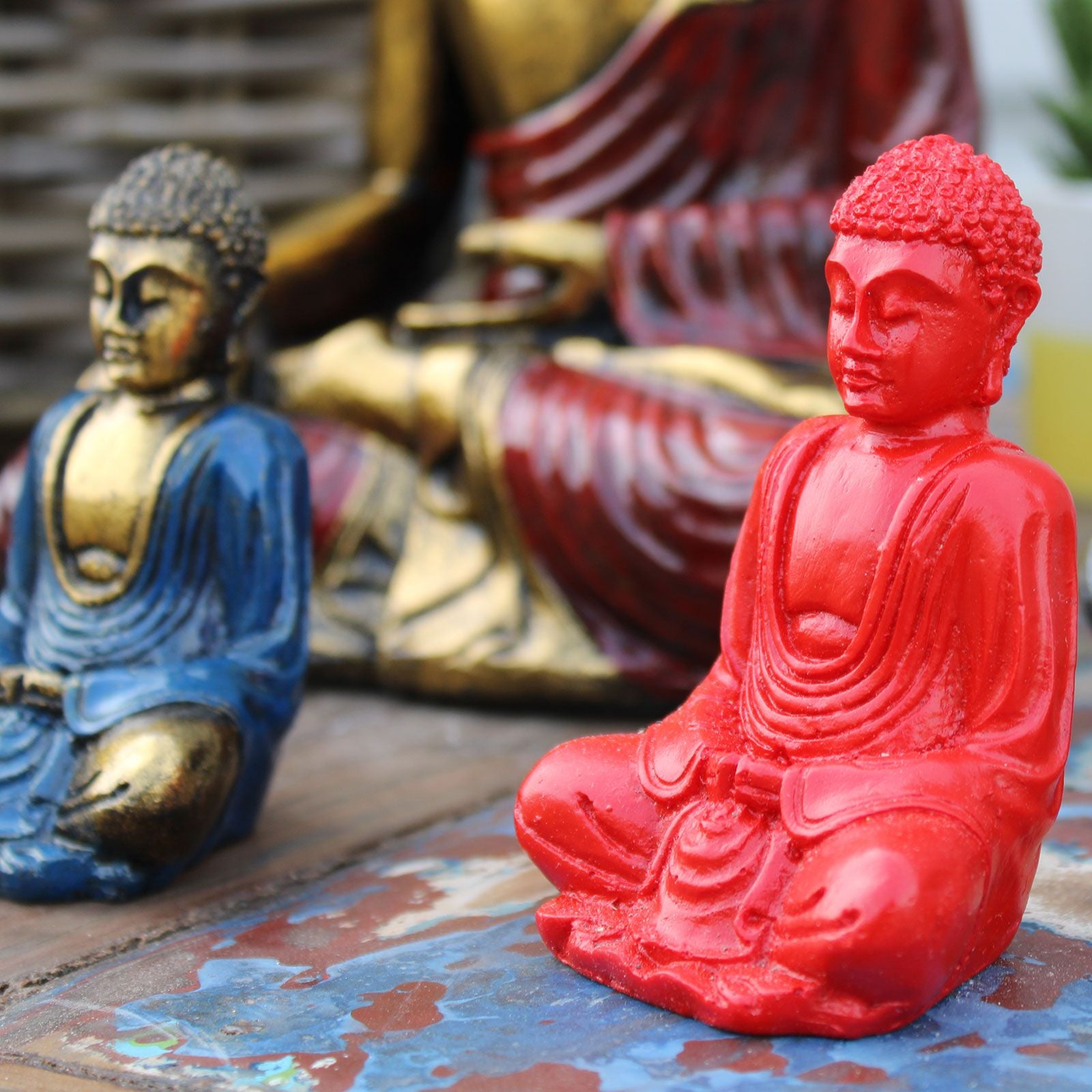Matt Mini Buddha Statues in Assorted Colours for Home Decor