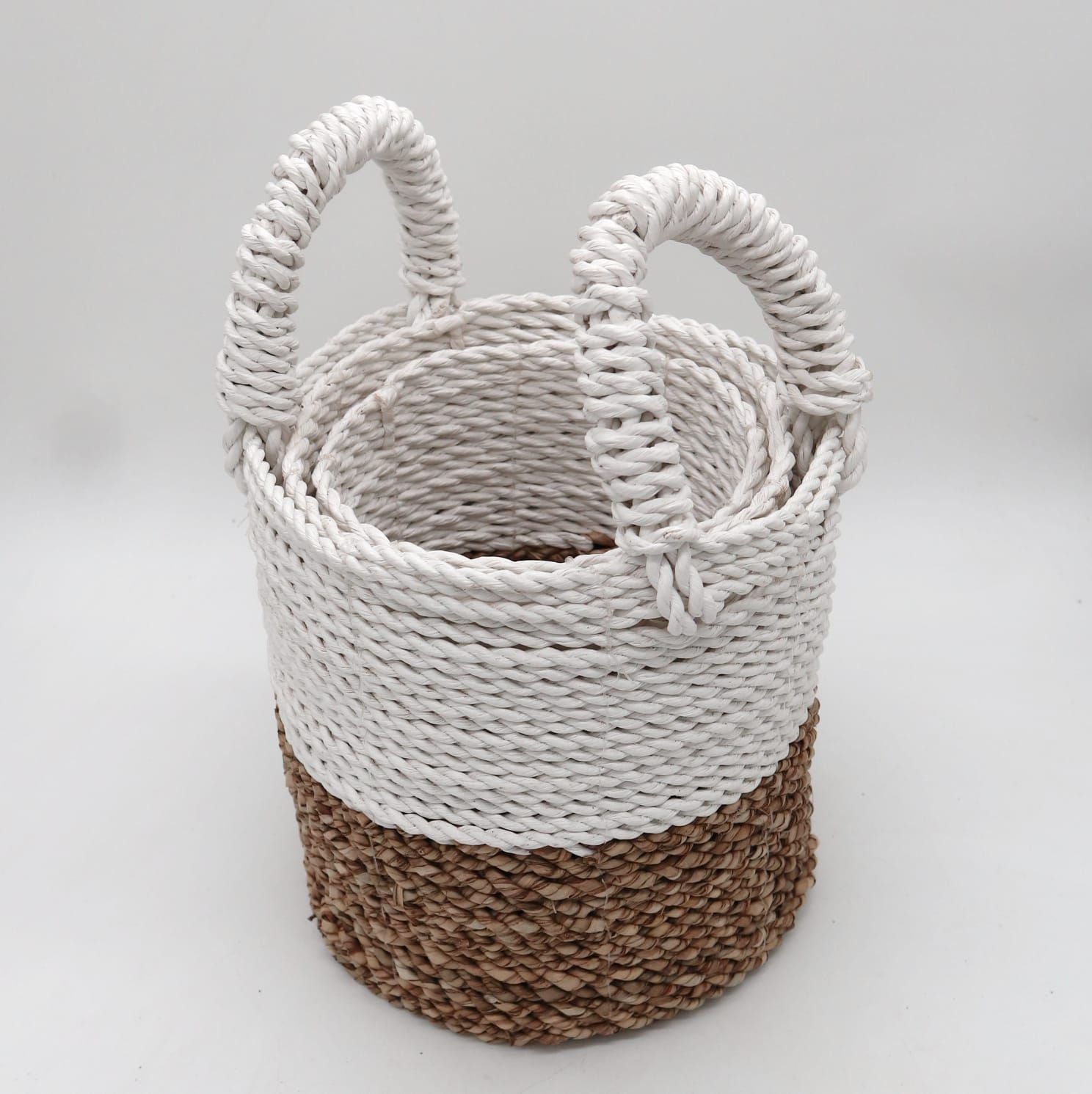 Seagrass Basket Set Natural White for Stylish Storage Solutions