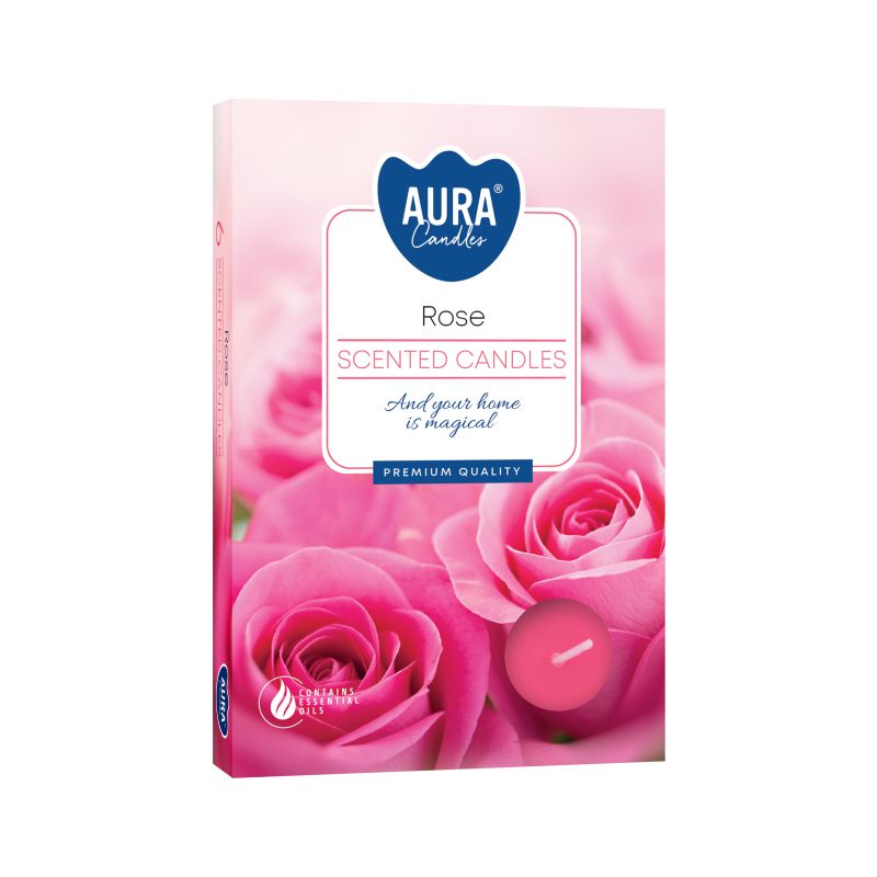 Set of 6 Rose Scented Tealights for Romantic Home Décor
