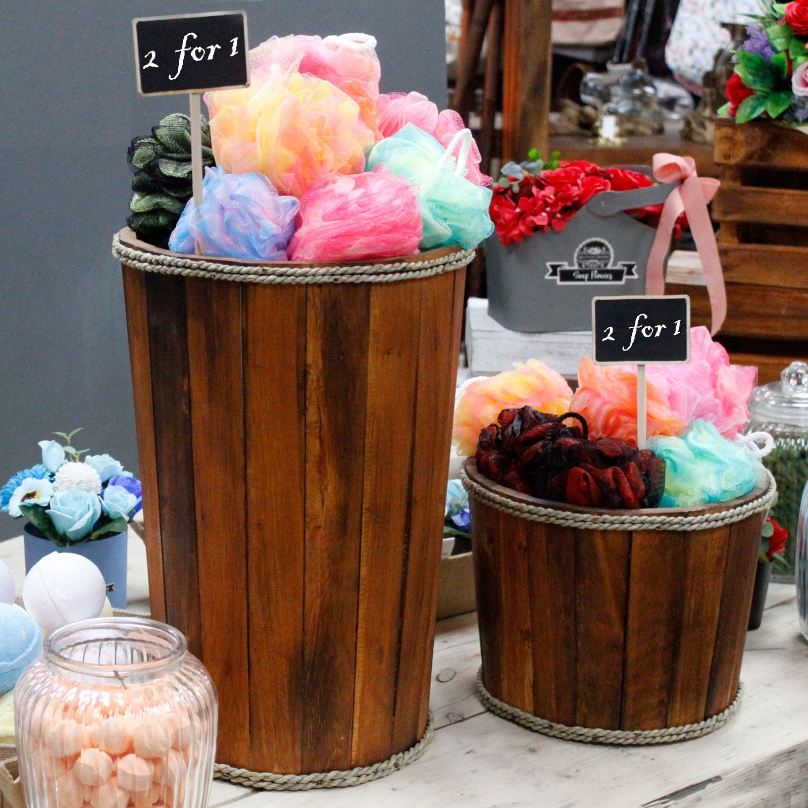 Small Brown Wooden Storage Tub for Home Organisation and Style