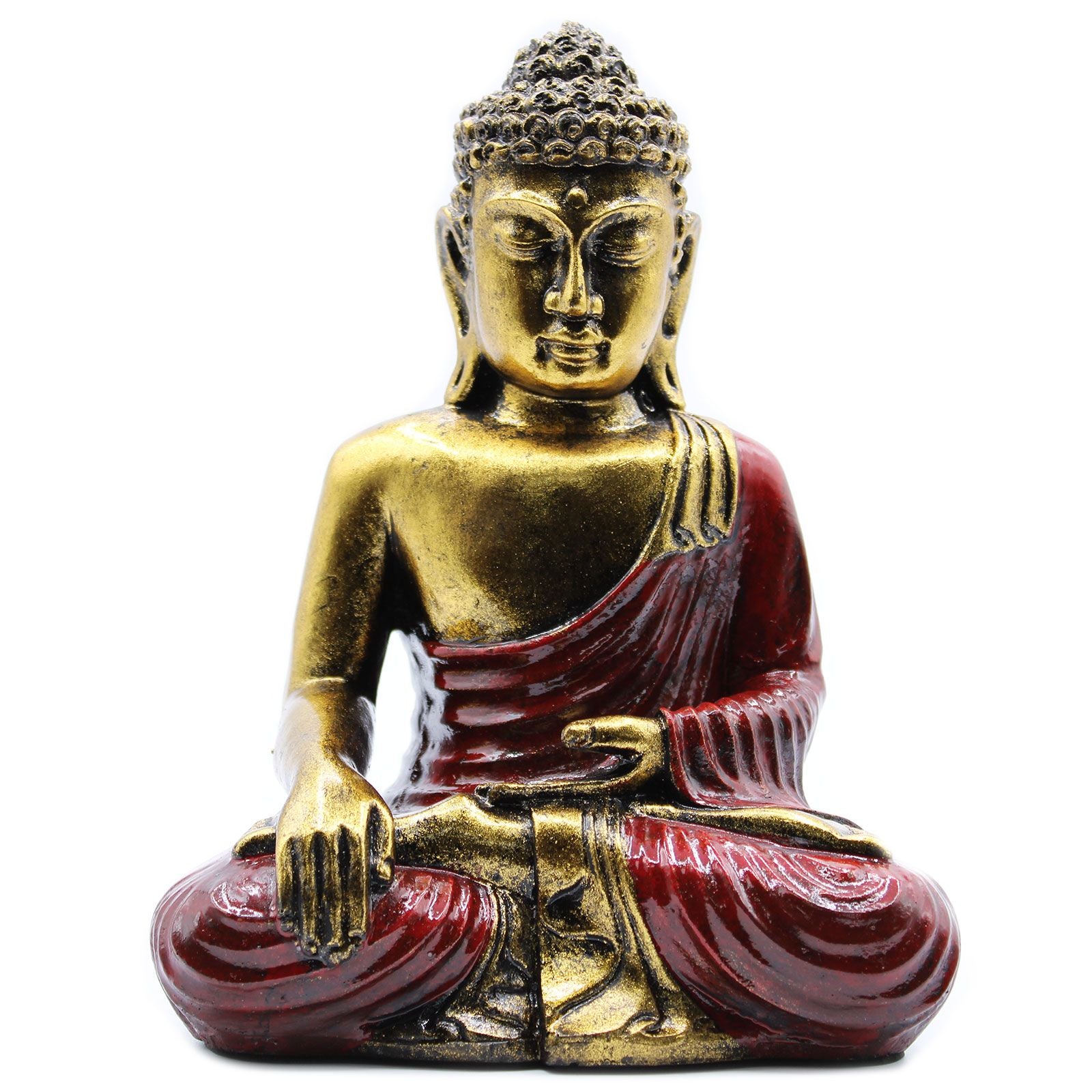 Large Hand Painted Red and Gold Buddha Statue for Home Decor