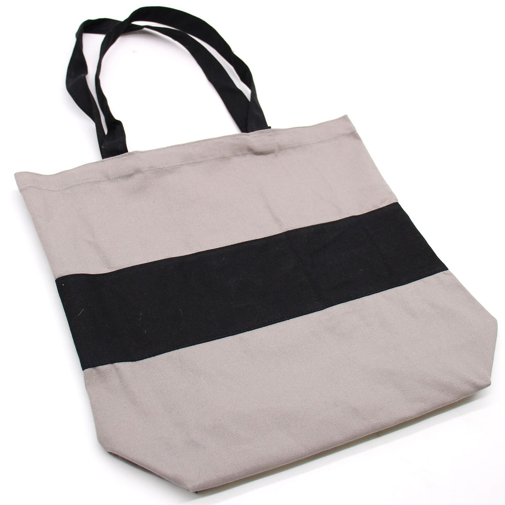 Two Tone Cotton Tote Bag Grey Black Eco Friendly Shopper 38x42cm