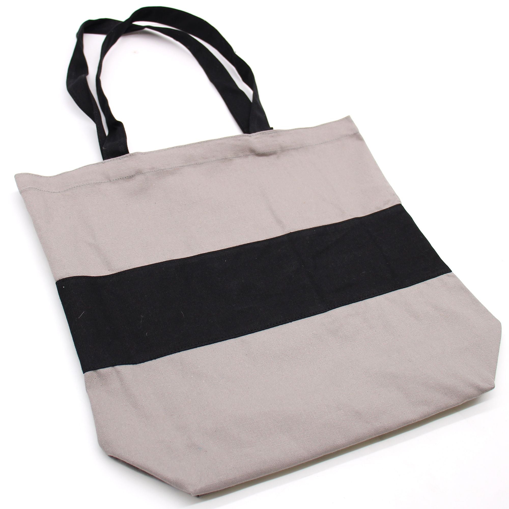 Two Tone Cotton Tote Bag Grey Black Eco Friendly Shopper 38x42cm