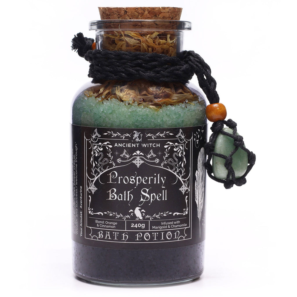 Aventurine Crystal Amulet and Prosperity Bath Spell Potion 240g