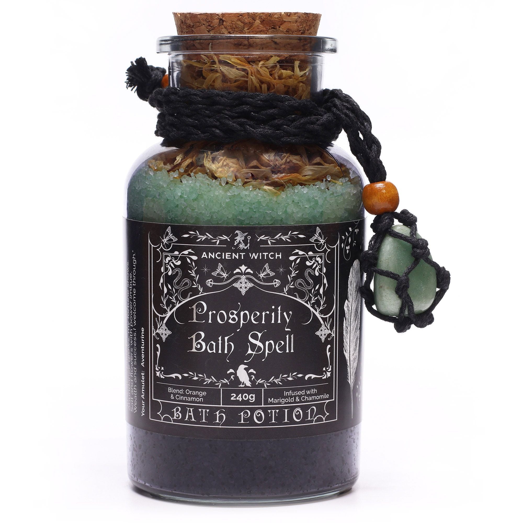 Aventurine Crystal Amulet and Prosperity Bath Spell Potion 240g