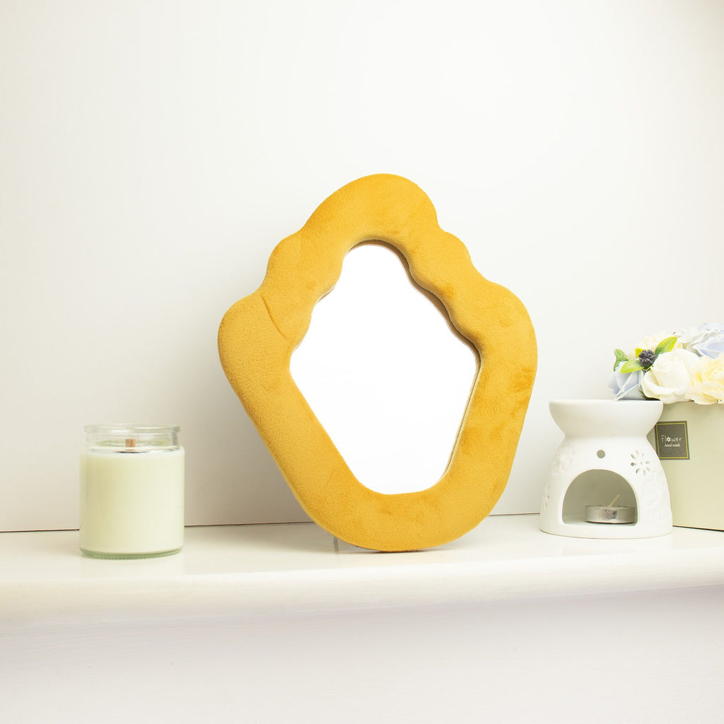 Soft Squiggly Mirror in Flame Marigold for Home Decor Accent
