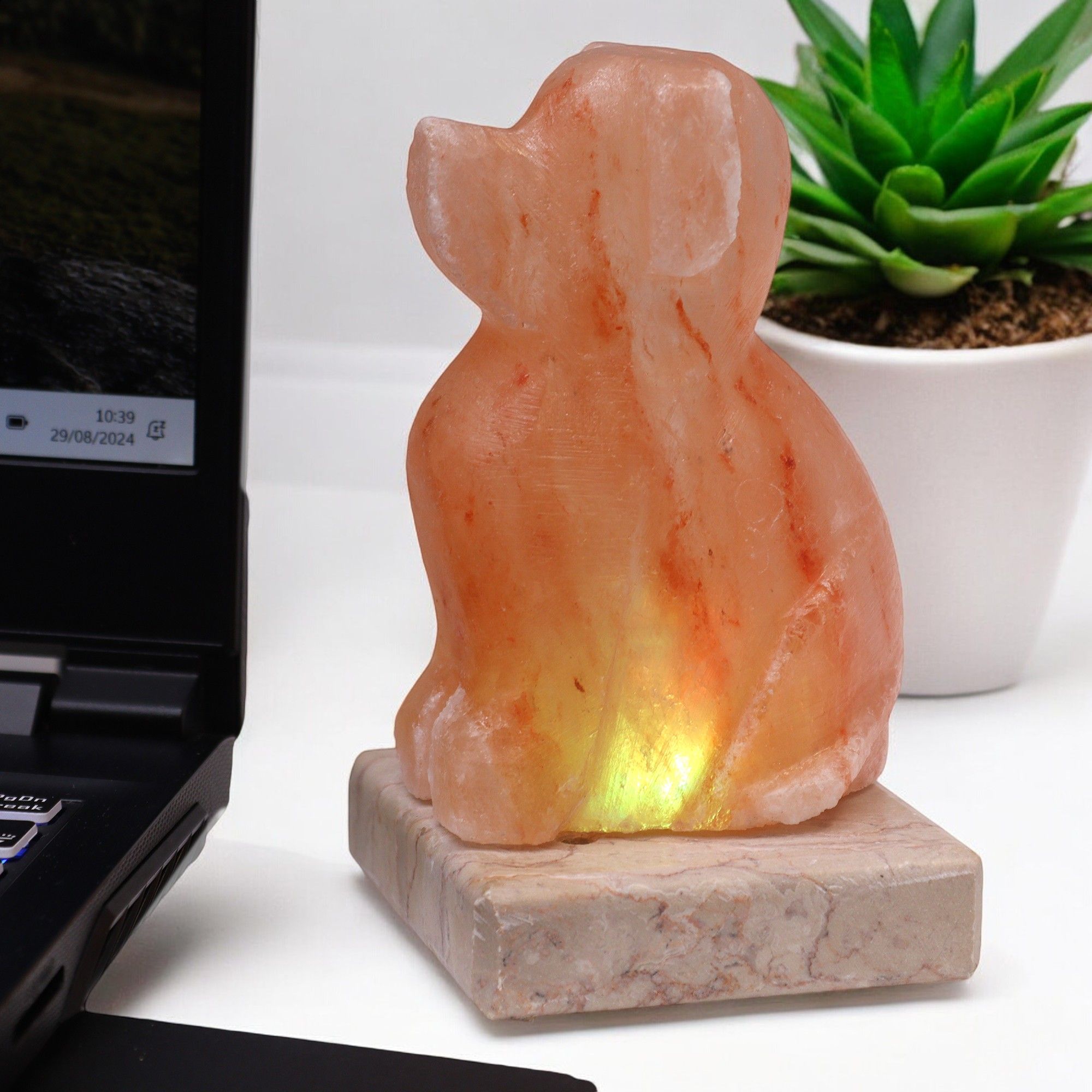 USB Dog Shaped Himalayan Salt Lamp for Unique Home Decor Lighting