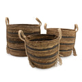 Bananna Leaf & Seagrass Large Baskets Natural Browns Set of 3