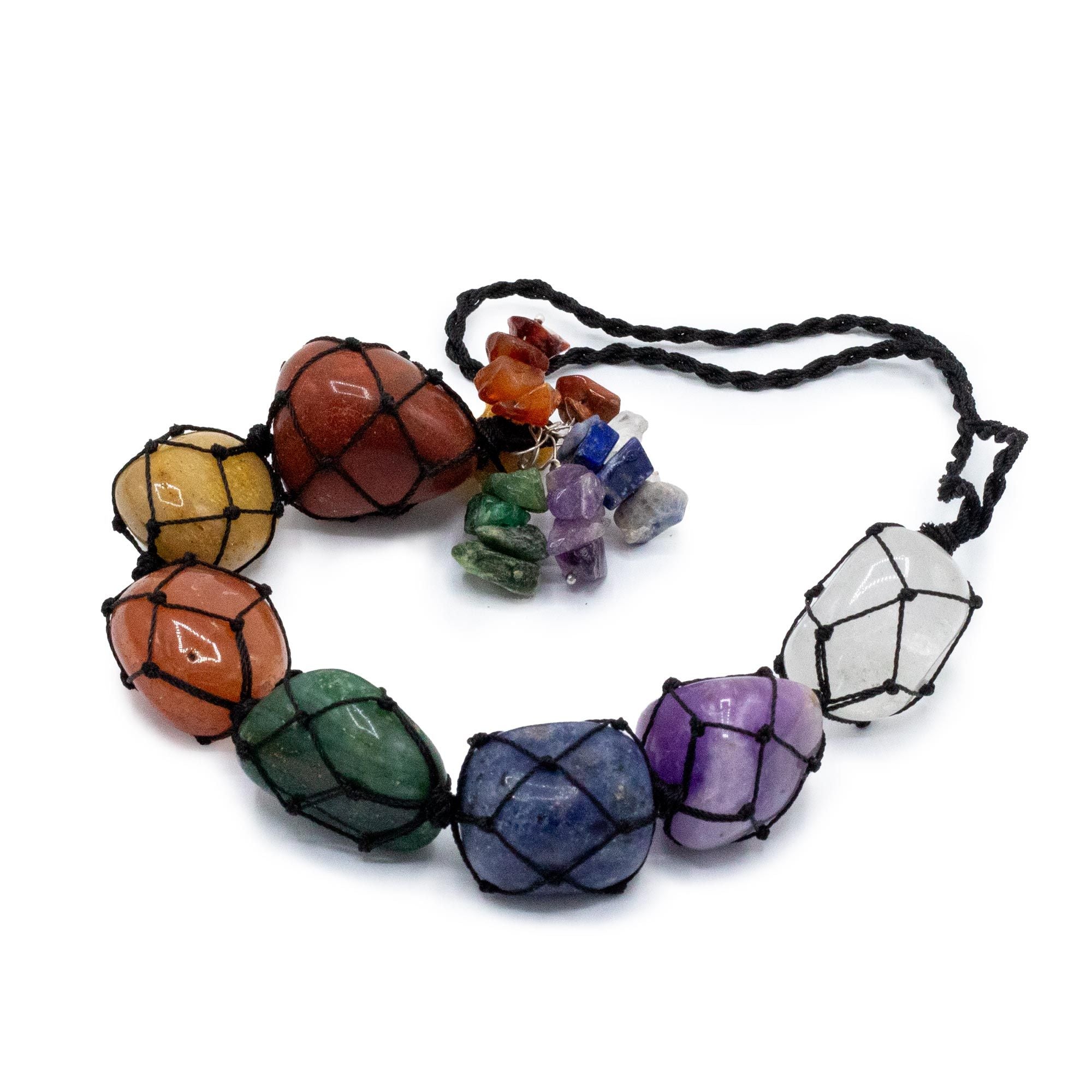 Hanging Chakra Stone Pendant with Seven Vibrant Chakra Chips