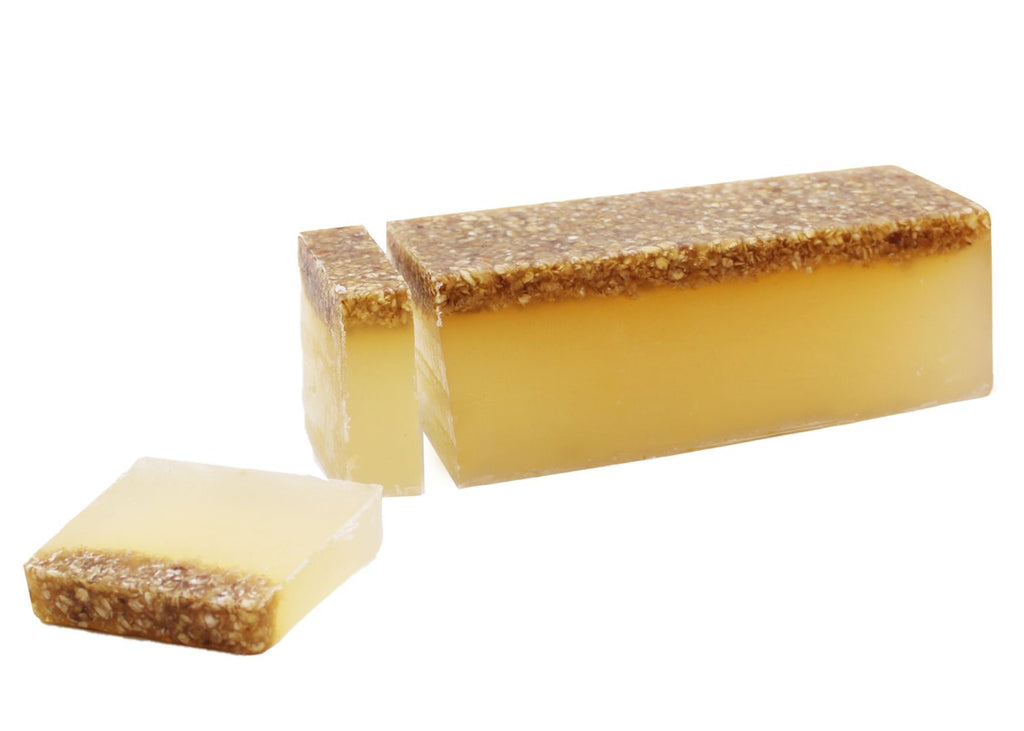 Honey & Oatmeal Soap Loaf with Exfoliating Oats on Top