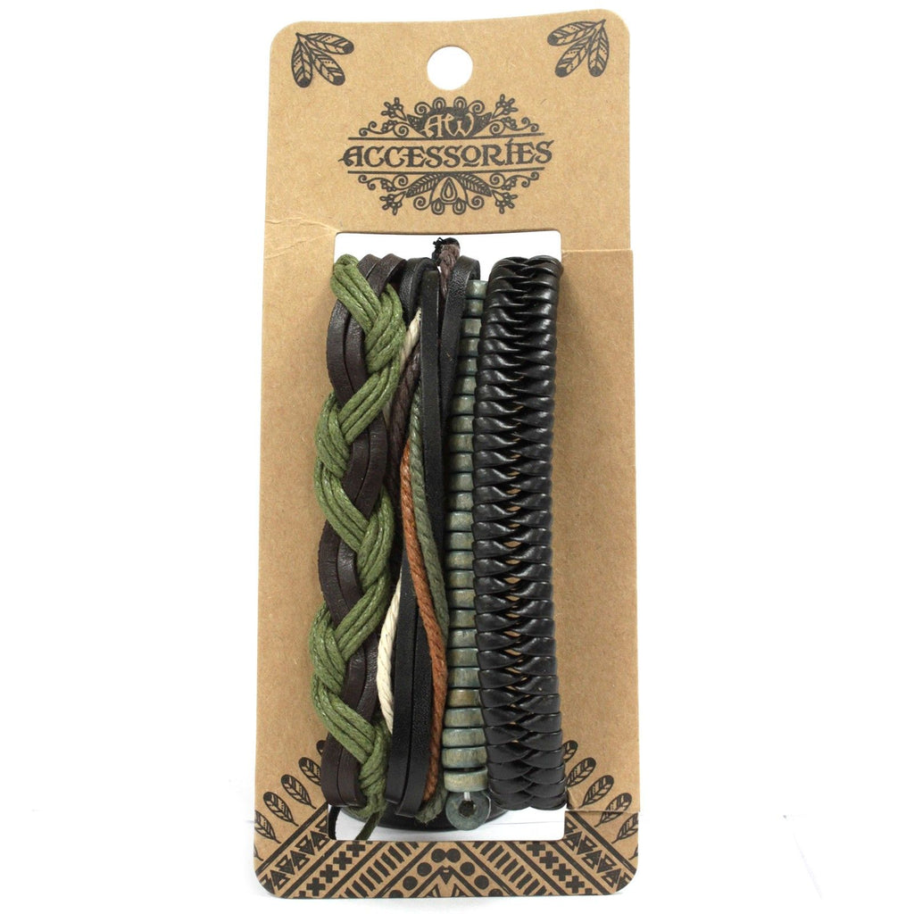 Stylish Mens Bracelet Sets with Green and Natural Designs