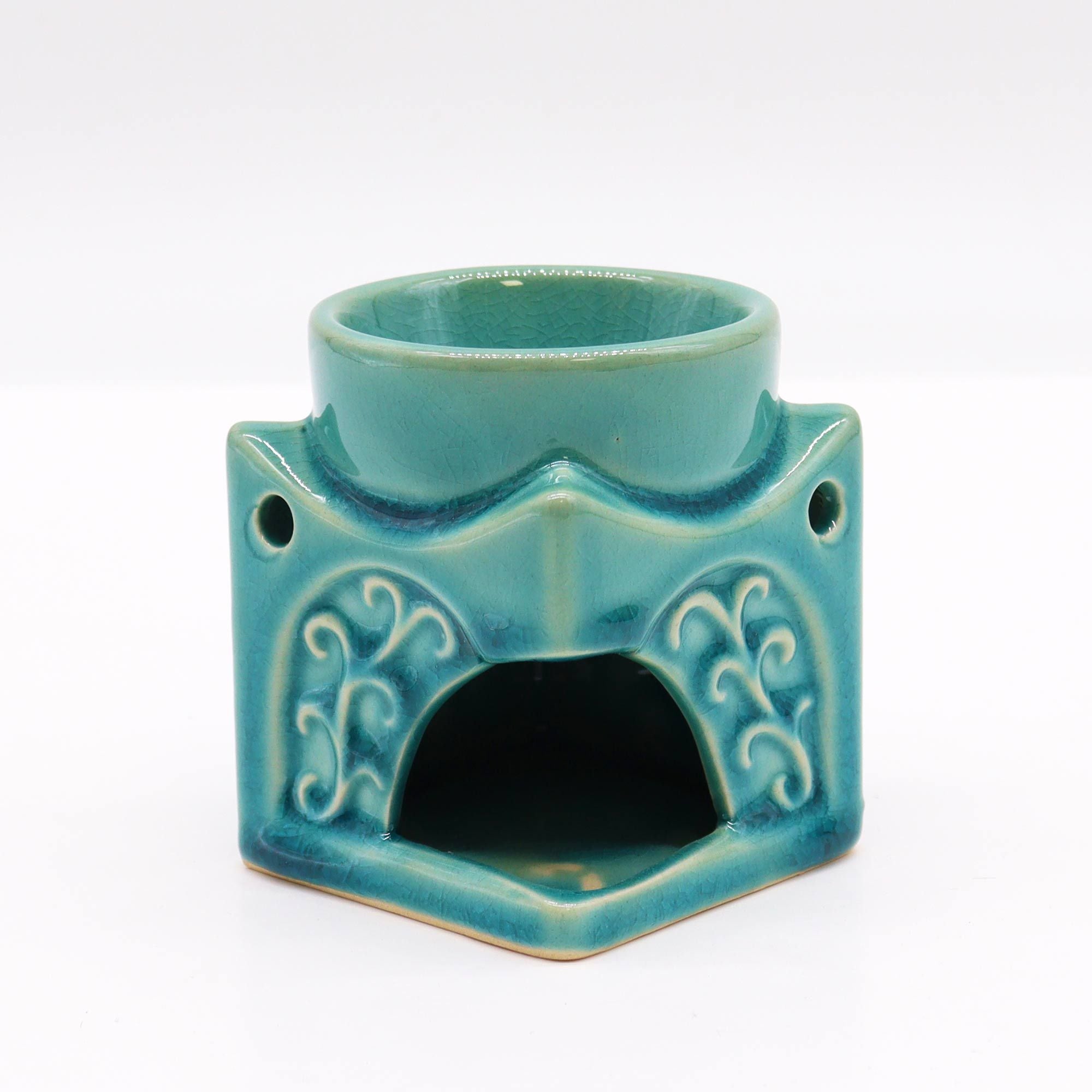 Square Buddha Burner in Soft Turquoise for Home Fragrance