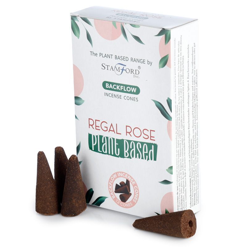 Plant Based Backflow Incense Cones Regal Rose for Home Fragrance