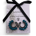 Teal Green Vintage Glass Loop Earrings with Nature Inspired Design