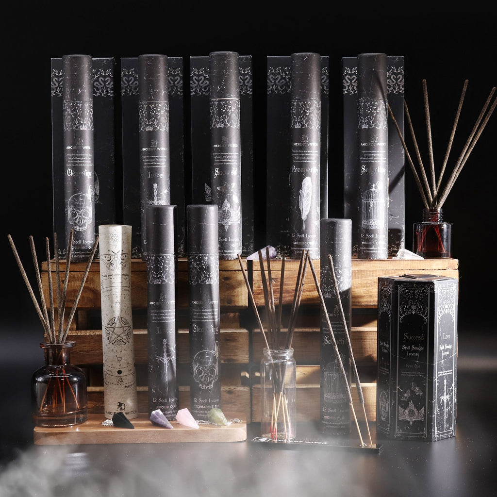 Ancient Witch Spell Incense with Rock Crystal Pendulum and Map Set