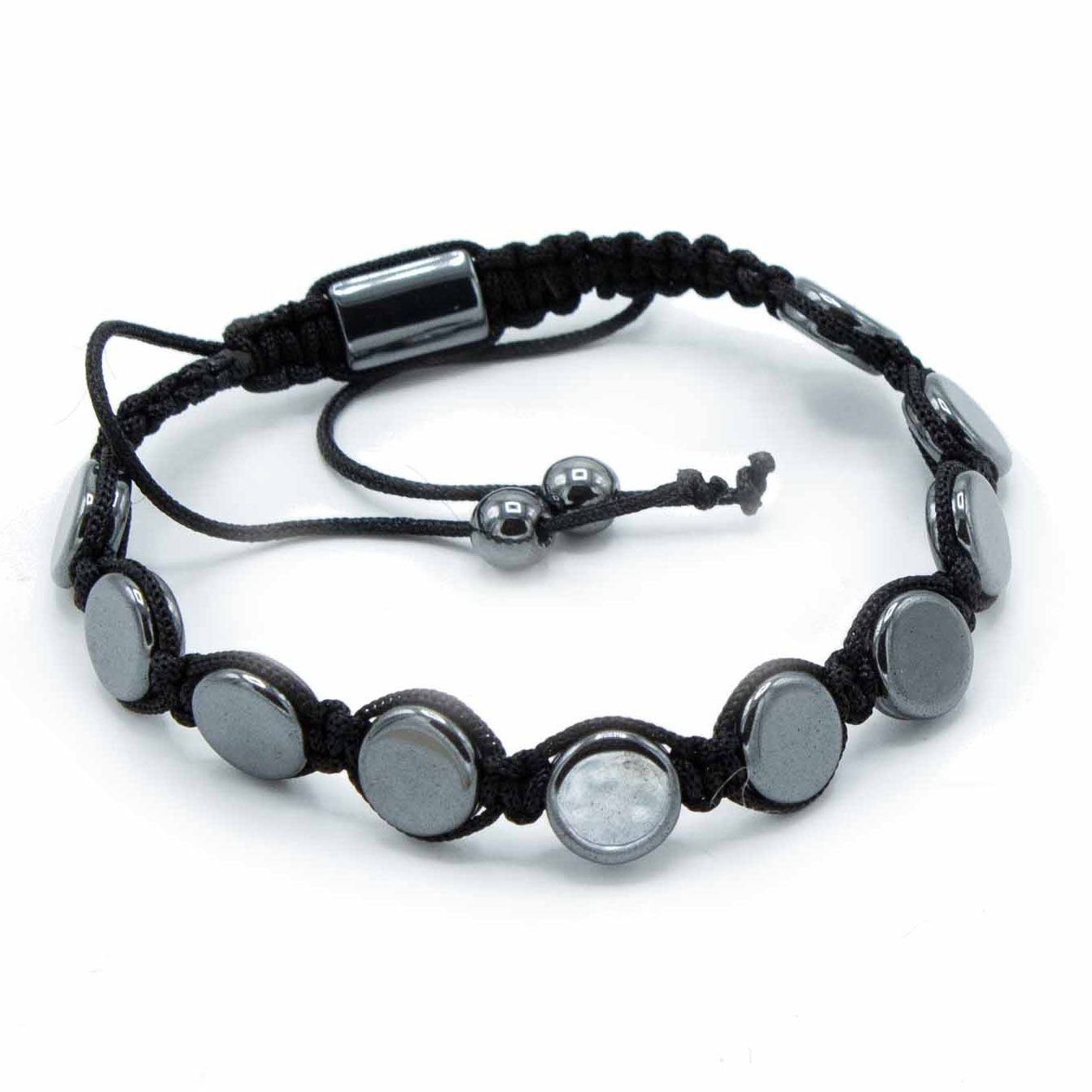 Magnetic Hematite Shamballa Bracelet with Stylish Round Flats