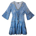 Nomad Sari Sea Blue & Gold Fish Print Dress for Summer Style