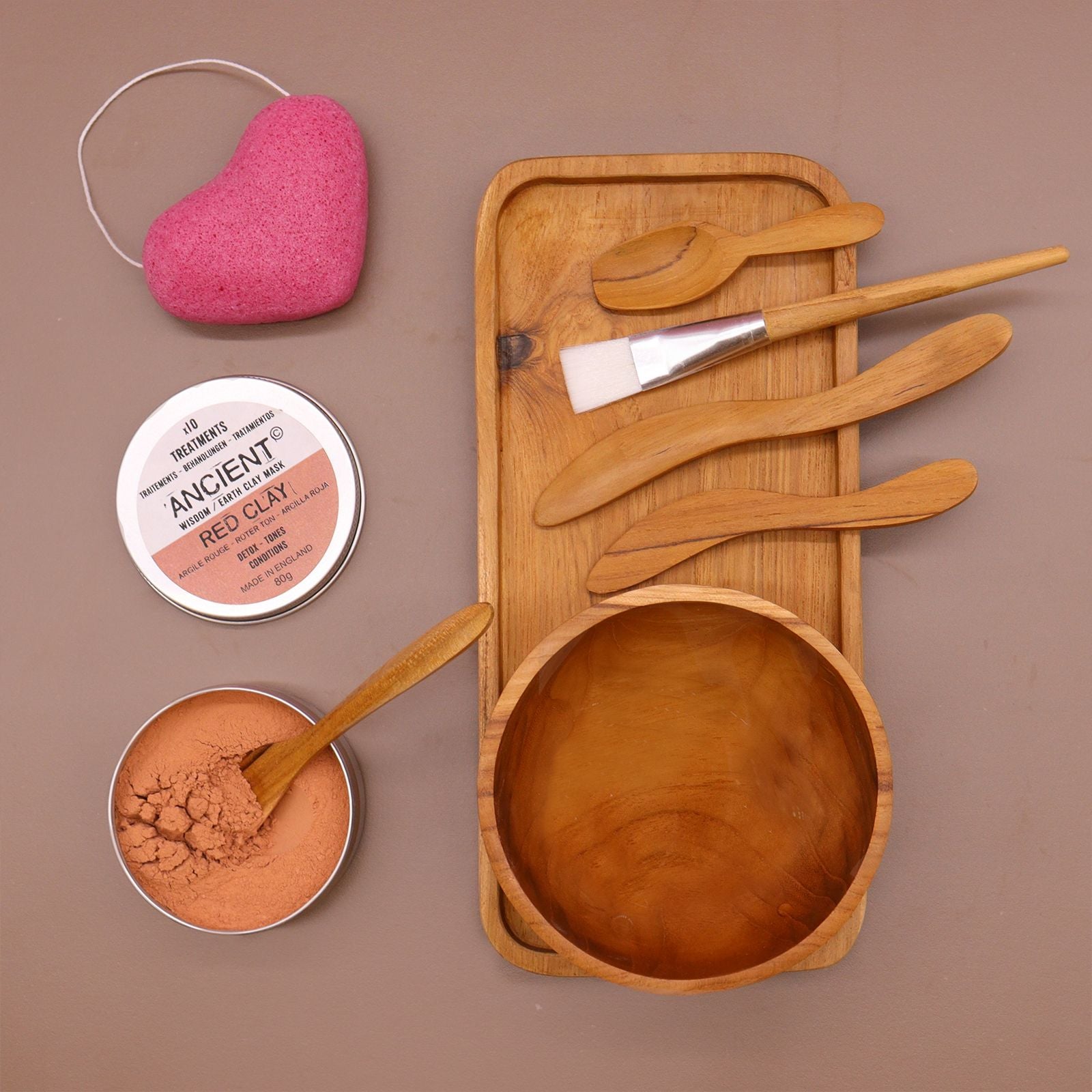 Spa Clay Wax Application Set with Teak Wood Finish for Home Use