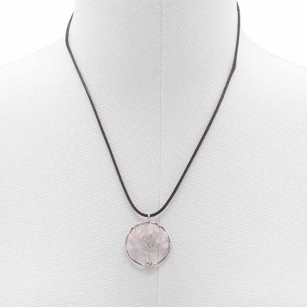 Tree of Life Pendant in Rose Quartz with Elegant Design