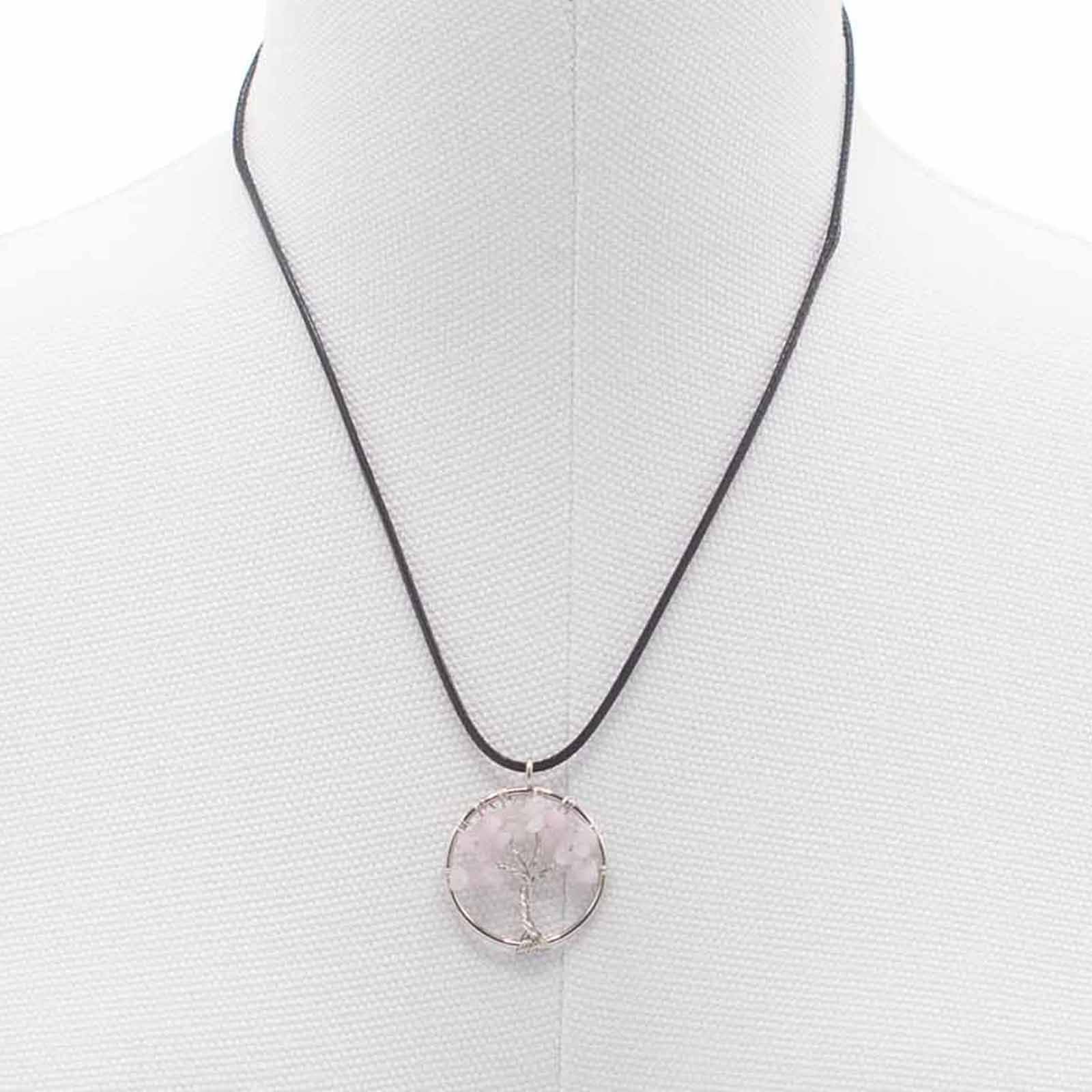 Tree of Life Pendant in Rose Quartz with Elegant Design