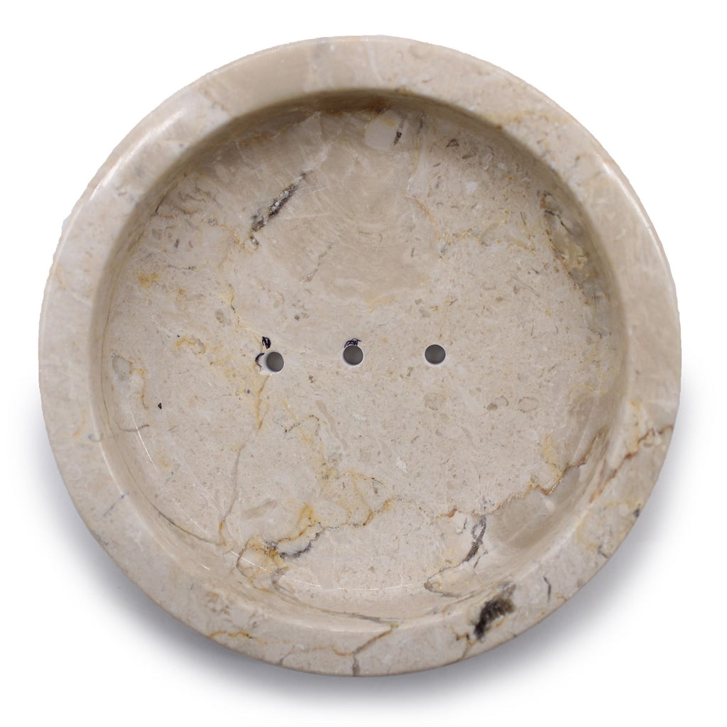 Round Honey Marble Flat Soap Dish for Stylish Bathroom Decor