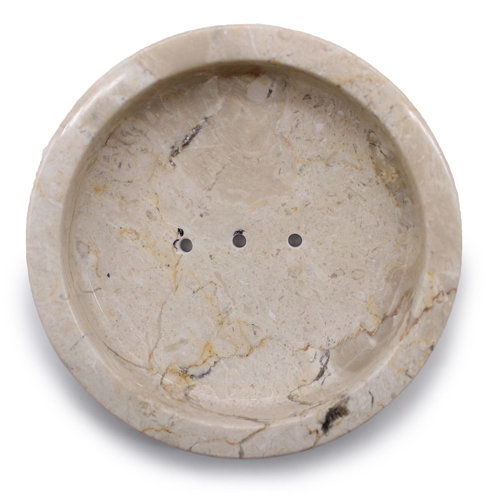 Round Honey Marble Flat Soap Dish for Stylish Bathroom Decor